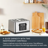 T-fal 4-Slice Stainless Steel Digital Toaster, Extra wide slots, 7 Browning levels