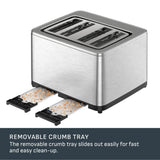 T-fal 4-Slice Stainless Steel Digital Toaster, Extra wide slots, 7 Browning levels