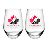 Team Canada/Hockey Canada Stemless Wine Glass Set, 19-oz, 2-pk