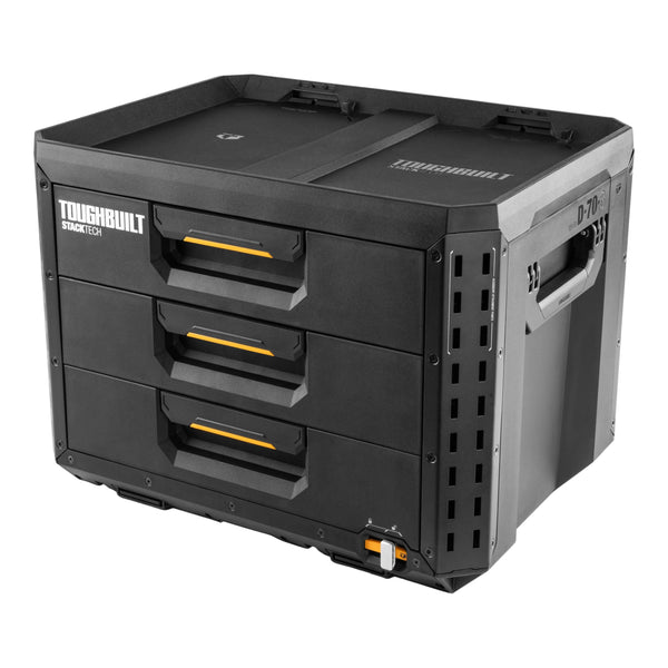 ToughBuilt StackTech XL 3-Drawer Auto-Locking Portable Modular Tool Box, Black T9