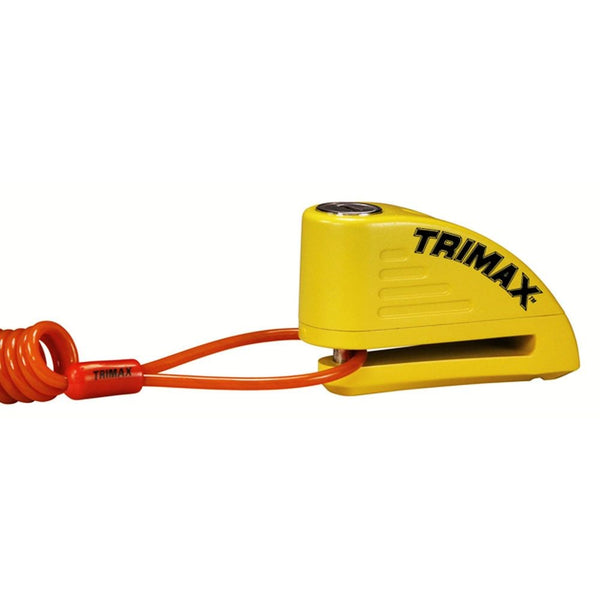 Trimax Alarmed Disc Lock with 8mm Pin, Yellow with Pouch & Cable N6