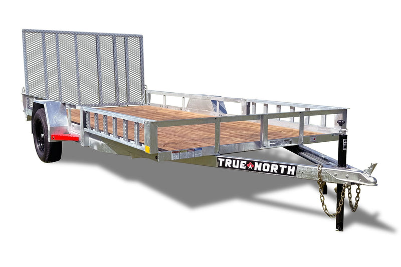 True North 83-in x 14-ft Utility Trailer with Gate & Side ATV Ramps, Galvanized J1