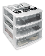 type A Desk Clear White Frame 3-Drawer Storage Tower, 10-in