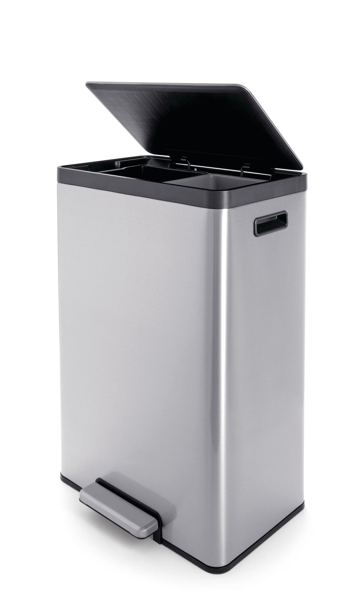 type A Stainless Steel Rectangular Dual Compartment Garbage Can, 2 x 20-L