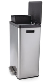 type A Stainless Steel Rectangular Dual Compartment Garbage Can, 2 x 20-L