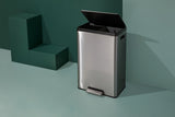 type A Stainless Steel Rectangular Dual Compartment Garbage Can, 2 x 20-L