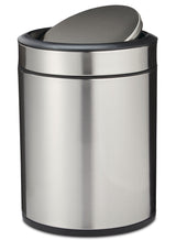 type A Steel and Plastic Circular Swing Lid Garbage Bin, Silver, 8-L
