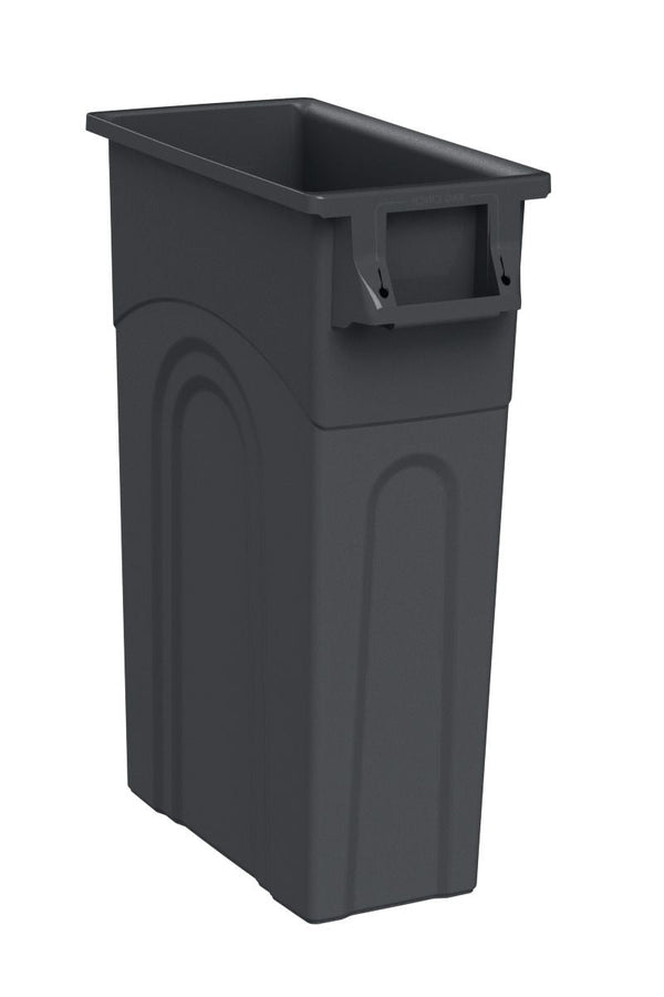 United Solutions Plastic Tall Slim Rectangular Garbage Can, Black, 87-L Q0