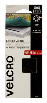Velcro Industrial Strength Extreme Heavy Duty Tape, Black, 15-lbs, 4-ft x 1-in, 1-pk