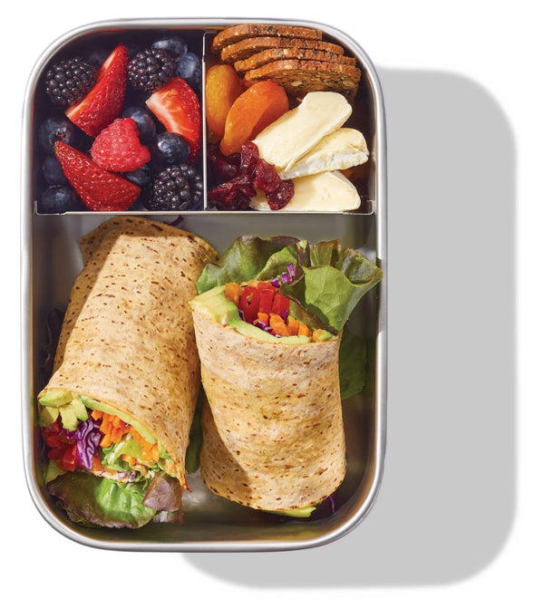Vida by PADERNO 3-Compartment Stainless Bento Lunch Box Food Storage Container, Blue, 1.3-L K1