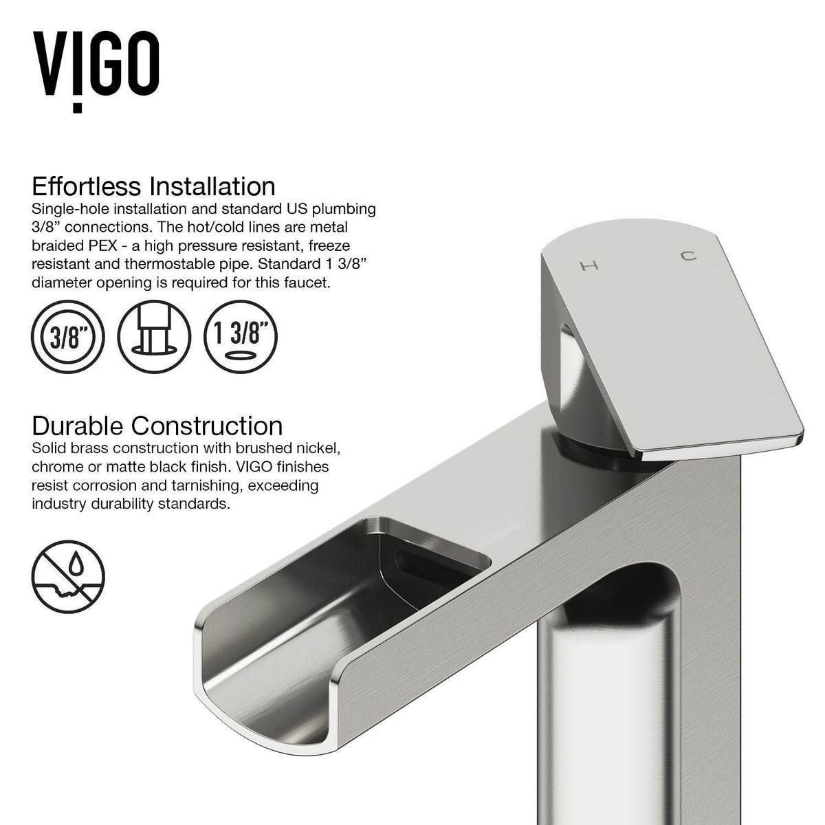 VIGO Amada 11-in Brushed Nickel Vessel Bathroom Faucet