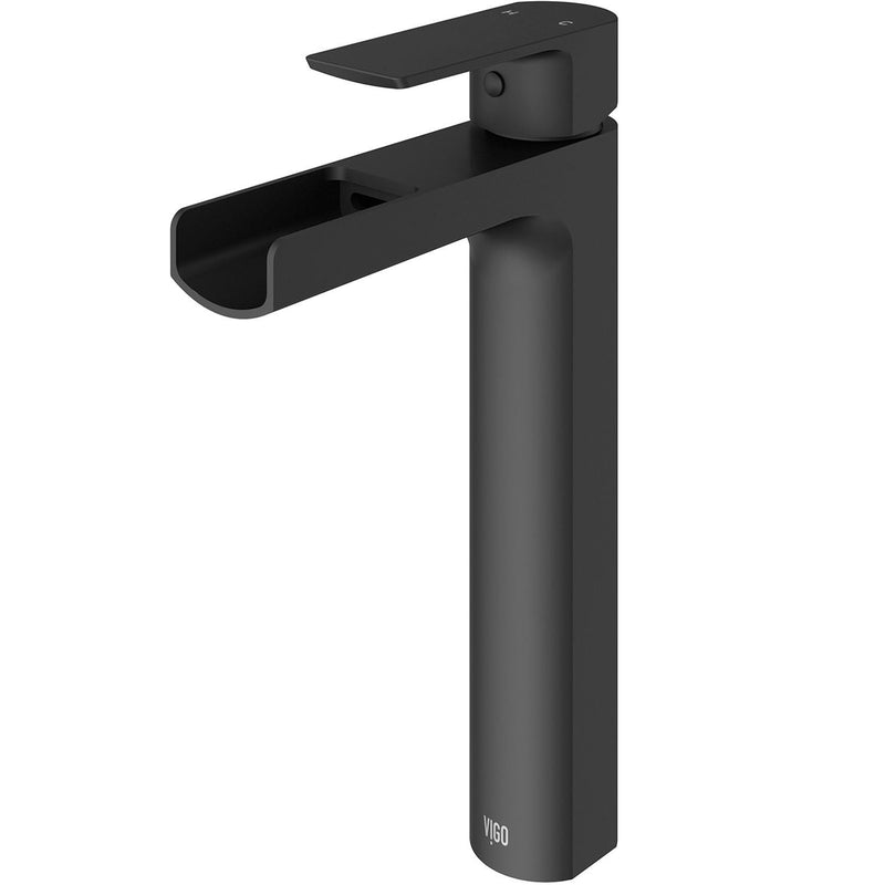 VIGO Amada Single Handle Vessel Sink Bathroom Faucet, Matte Black A4