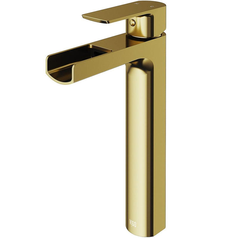 VIGO Amada Single Handle Vessel Sink Bathroom Faucet, Matte Brushed Gold X6