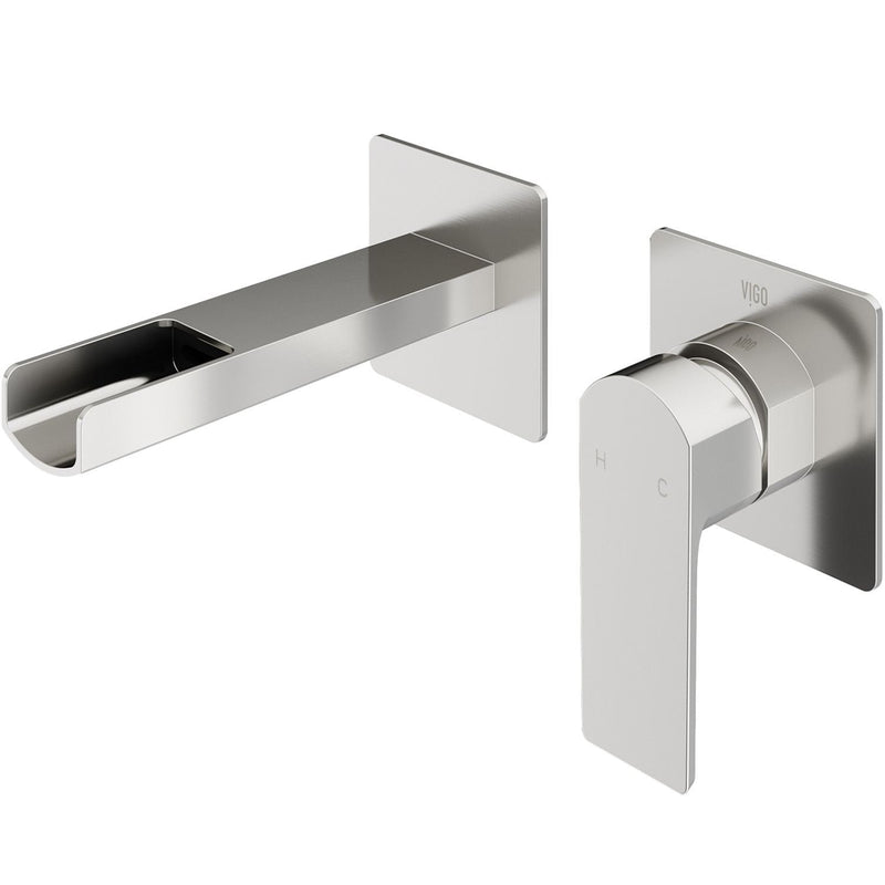 VIGO Atticus Brushed Nickel Wall Mount Bathroom Faucet U6
