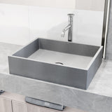 VIGO Coca Gothic ConcretoStone 19x15-in Deep Grey Bathroom Sink/Basin with Rectangular Vessel