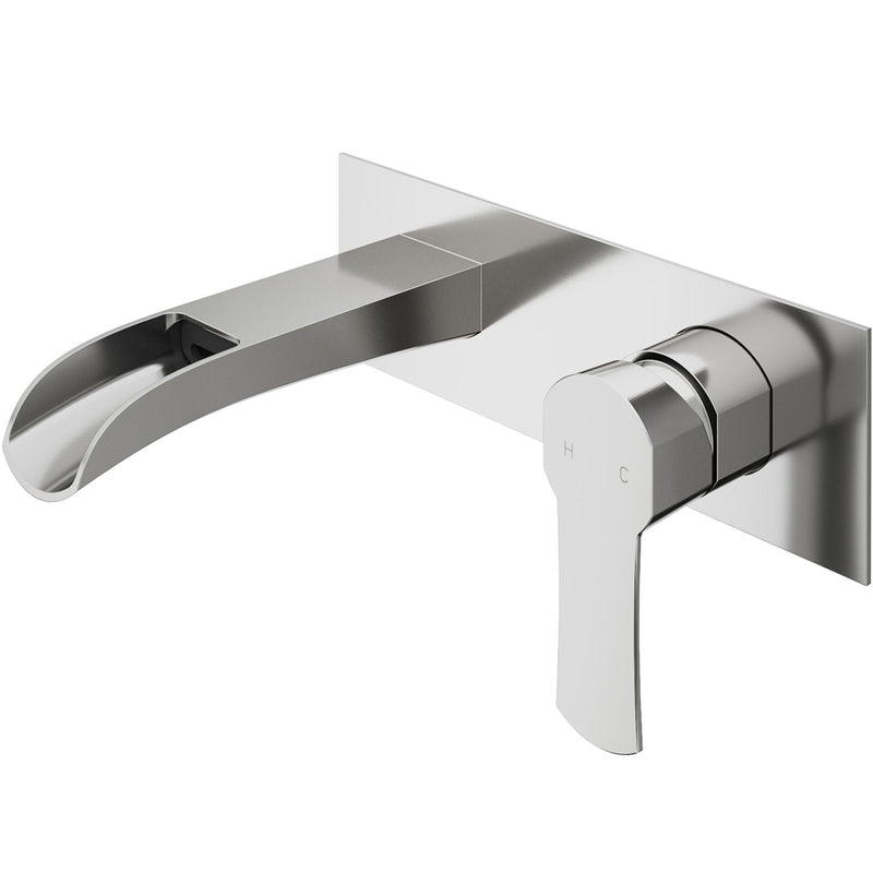 VIGO Cornelius Wall Mount Single Handle Bathroom Sink Faucet, WaterSense Certified, Brushed Nickel O2