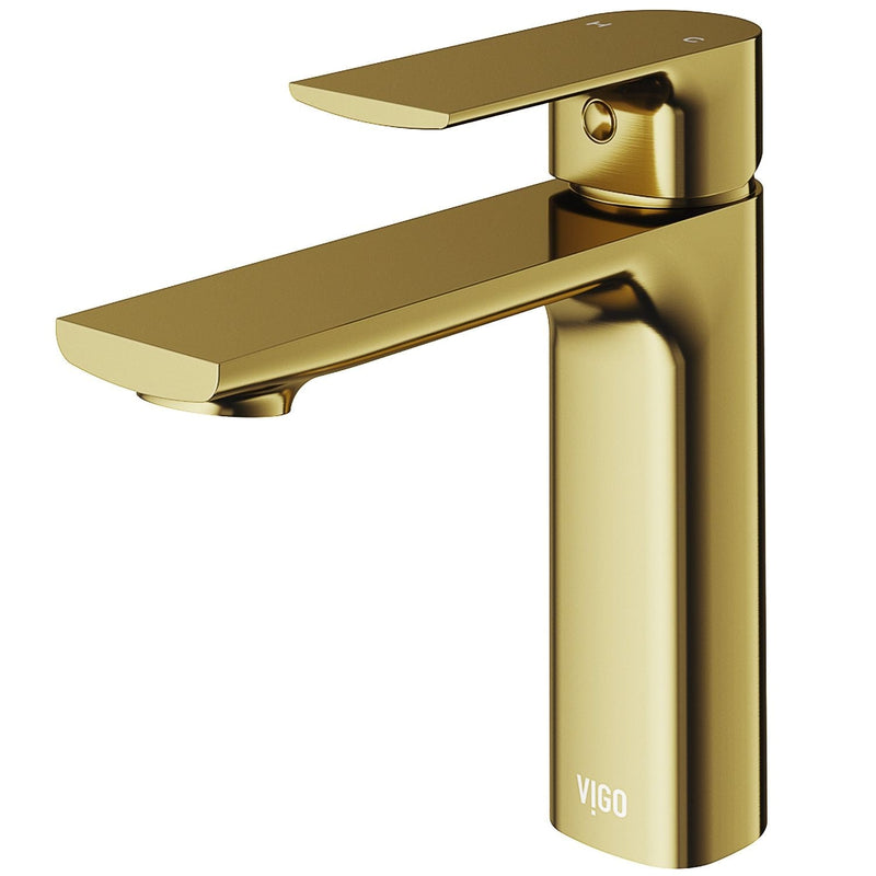 VIGO Davidson Single Handle Single Hole Bathroom Sink Faucet, WaterSense Certified, Matte Gold Z5