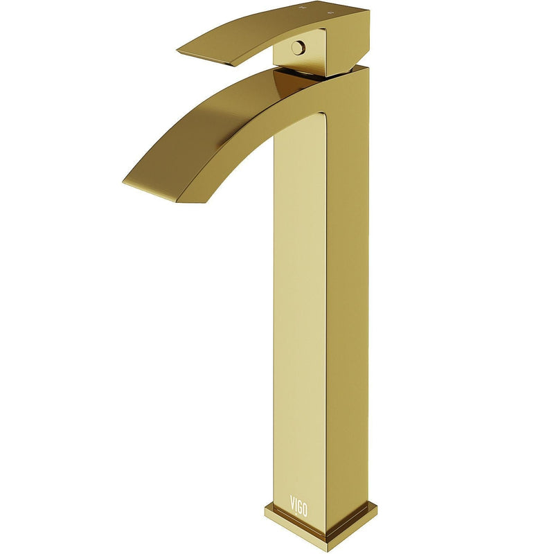VIGO Duris Single Handle Vessel Sink Bathroom Faucet with Deck Plate, Matte BGold Q5