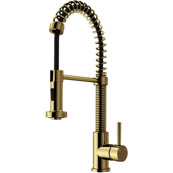 VIGO Edison Single Handle Pull Down Sprayer Kitchen Faucet, Matte Gold K6