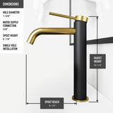 VIGO Glass Grey Onyx Bathroom Sink/Basin Set with Matte Gold Lexington Faucet and Rectangular Vessel
