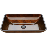 VIGO Glass Rectangular Vessel Bathroom Sink/Basin with Rounded Edges & Deep Bowl, Russet