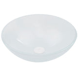 VIGO Glass Round Vessel Bathroom Sink/Basin with Rounded Edges & Deep Bowl, White