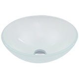 VIGO Glass Round Vessel Bathroom Sink/Basin with Rounded Edges & Deep Bowl, White