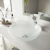 VIGO Glass Round Vessel Bathroom Sink/Basin with Rounded Edges & Deep Bowl, White