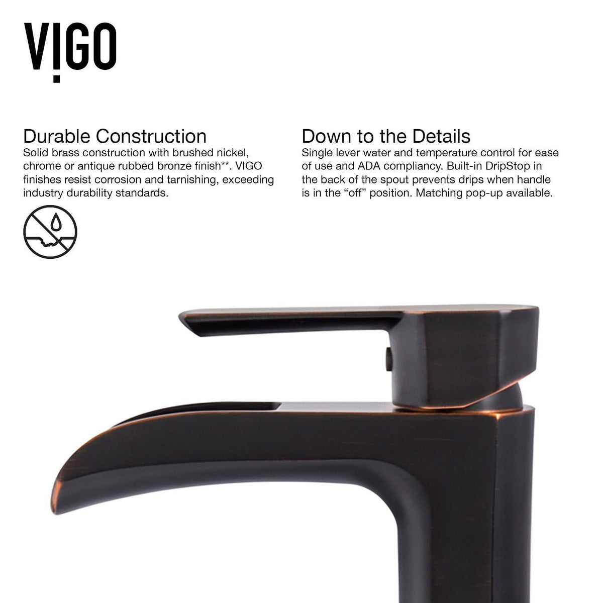 VIGO Glass Russet Brown Bathroom Sink/Basin Set with Niko Faucet and Round Vessel