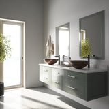 VIGO Glass Russet Brown Bathroom Sink/Basin Set with Niko Faucet and Round Vessel