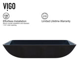 VIGO Glass Turquoise Water Bathroom Sink/Basin Set with Duris Faucet and Rectangular Vessel