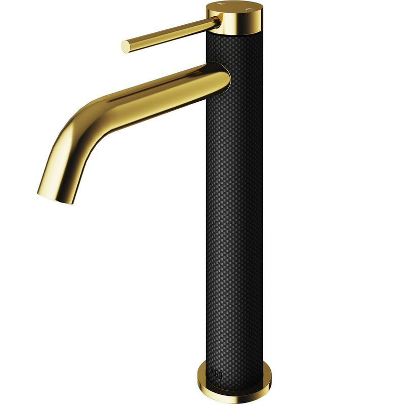 VIGO Lexington 8-in Gold/Carbon Fiber Vessel Bathroom Faucet C1