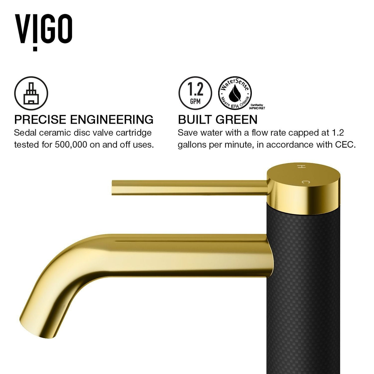 VIGO Lexington 8-in Gold/Carbon Fiber Vessel Bathroom Faucet