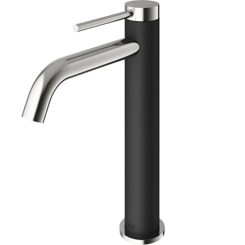 VIGO Lexington Single Handle Vessel Sink Bathroom Faucet with cFiber© Body, Brushed Nickel D4