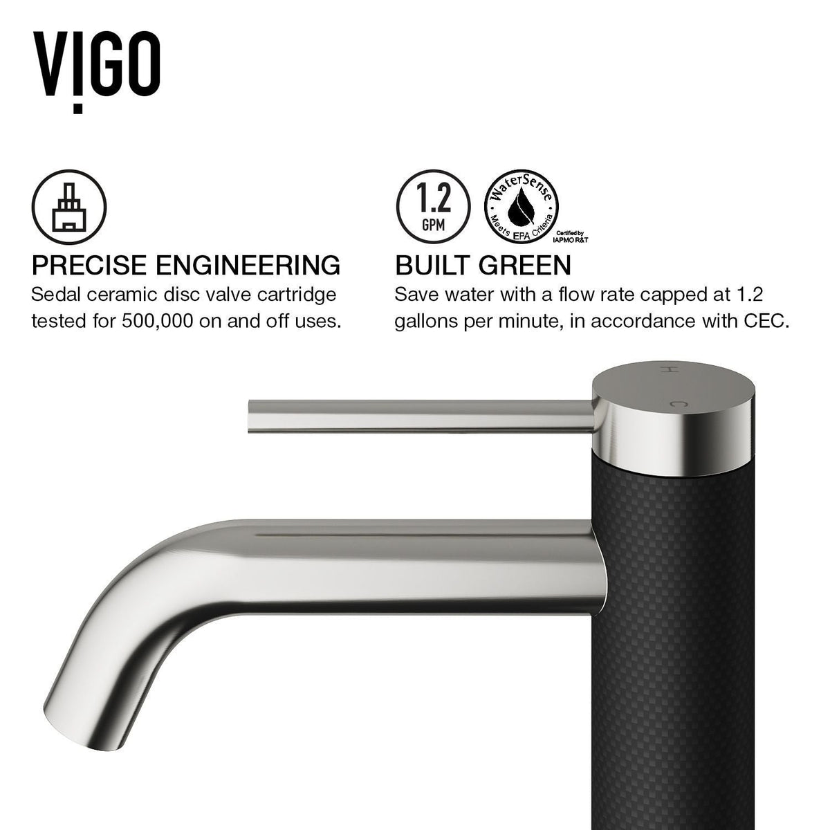 VIGO Lexington Single Handle Vessel Sink Bathroom Faucet with cFiber© Body, Brushed Nickel