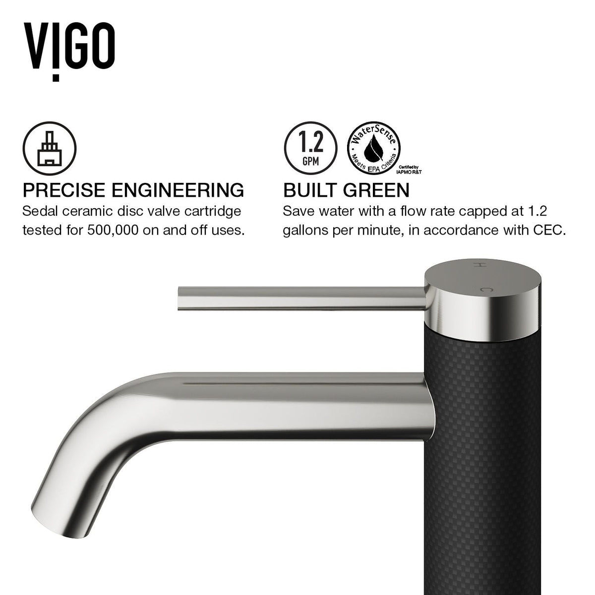VIGO Lexington Single Handle Vessel Sink Bathroom Faucet with cFiber© Body, Brushed Nickel