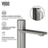 VIGO Lorca ConcretoStone Grey Bathroom Sink/Basin Set with Gotham Faucet and Rectangular Vessel