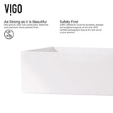 VIGO Magnolia MatteStone White Bathroom Sink/Basin Set with Amada Faucet and Rectangular Composite Vessel