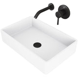 VIGO Magnolia MatteStone White Bathroom Sink/Basin Set with Olus Wall Mount Faucet and Rectangular Composite Vessel