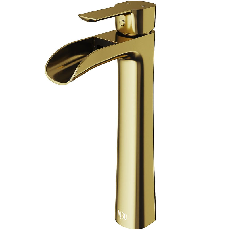 VIGO Niko Single Handle Single-Hole Bathroom Vessel Faucet in Matte Brushed Gold G6
