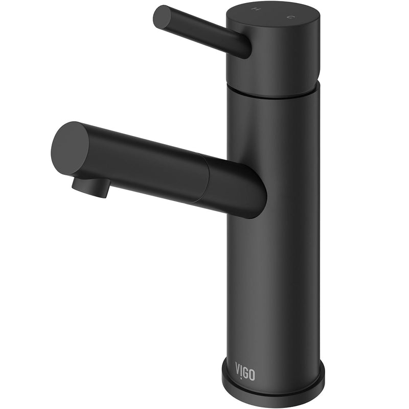 VIGO Noma Single Handle Single Hole Bathroom Sink Faucet, Matte Black, V7