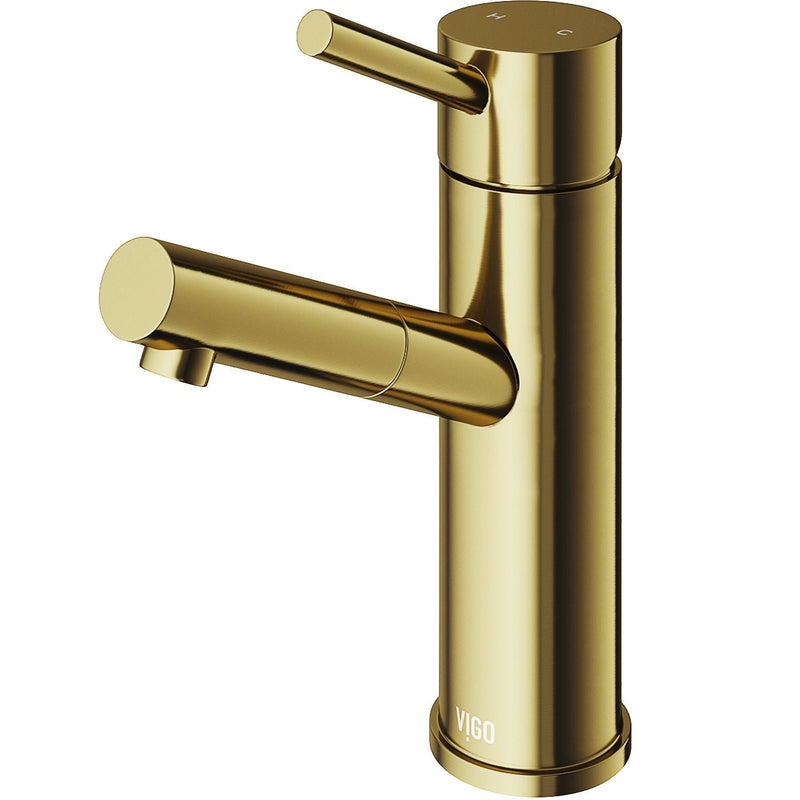 VIGO Noma Single Handle Single Hole Bathroom Sink Faucet, WaterSense Certified, Matte Gold I7