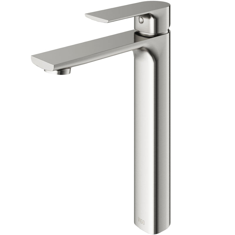 VIGO Norfolk Single Handle Vessel Bathroom Sink Faucet, WaterSense Certified, Brushed Nickel L2
