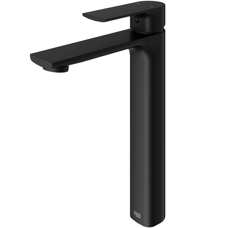 VIGO Norfolk Single Handle Vessel Bathroom Sink Faucet, WaterSense Certified, Matte Black N6