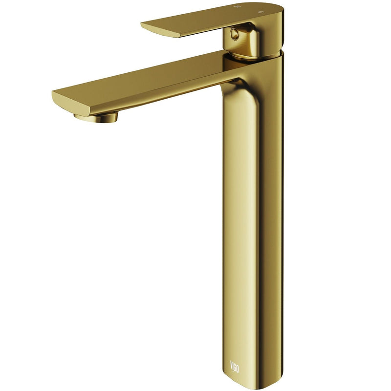 VIGO Norfolk Single Handle Vessel Single Hole Bathroom Sink Faucet, Matte Gold Q5