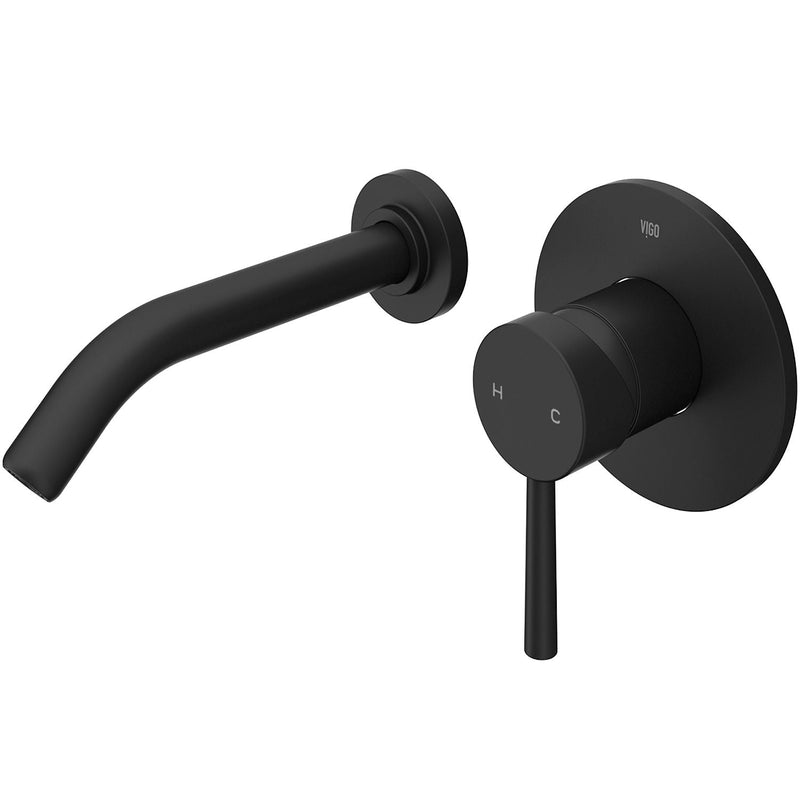 VIGO Olus Single Handle Wall Mount Bathroom Sink Faucet, WaterSense Certified, Matte Black W4