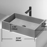 VIGO Orvieto Gothic ConcretoStone 24x15-in Deep Grey Bathroom Sink/Basin with Rectangular Vessel