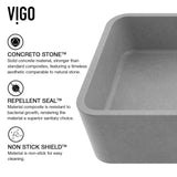 VIGO Palazzo Gothic ConcretoStone Grey Bathroom Sink/Basin Set with Niko Faucet and Rectangular Vessel
