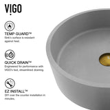 VIGO Palermo Gothic ConcretoStone Ash Grey Bathroom Sink/Basin Set with Niko Faucet and Round Vessel