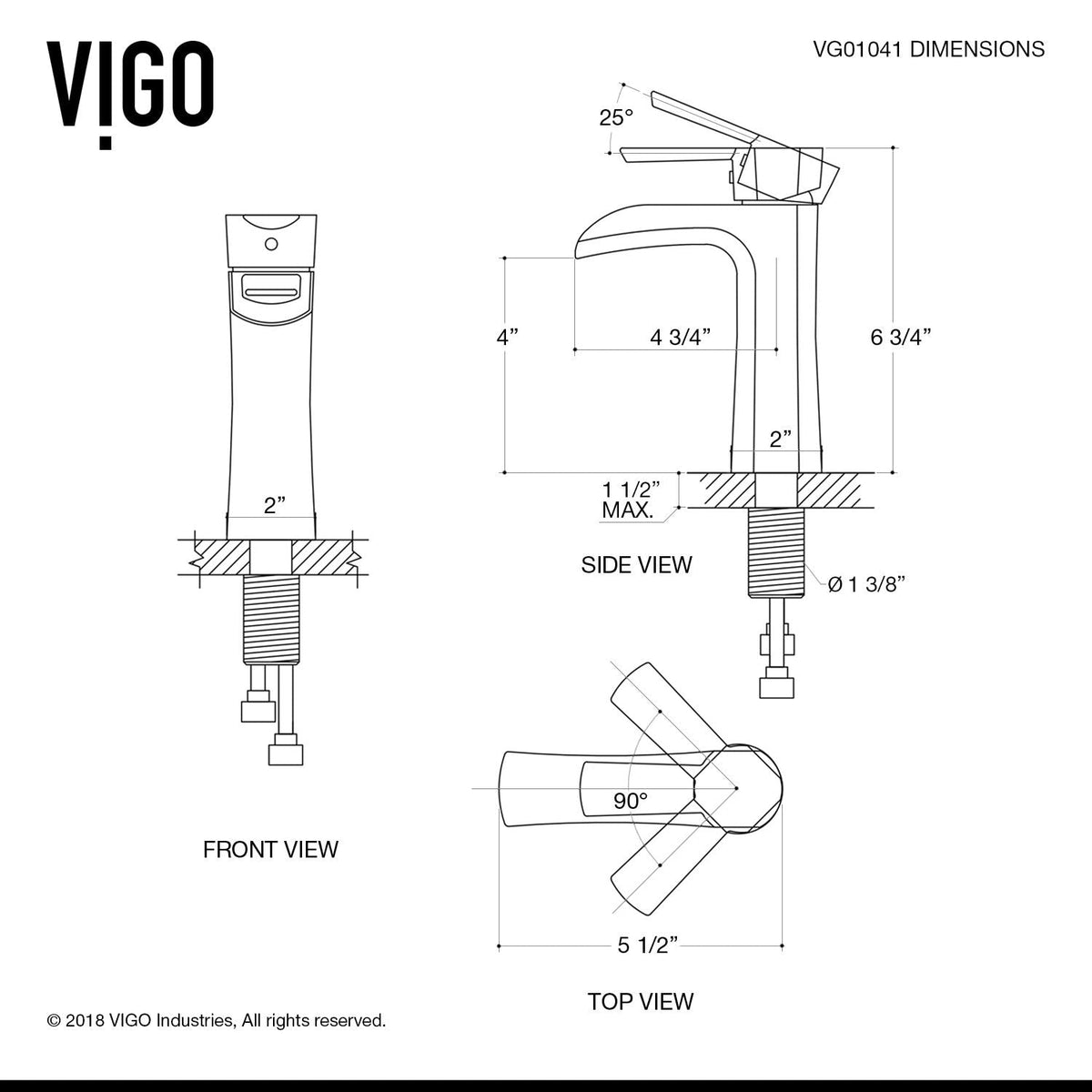 VIGO Paloma Single Handle Single Hole Bathroom Sink Faucet, WaterSense Certified, Matte Black